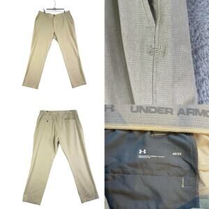 Under Armour UA Golf Pants Mens Size 40x32 Khaki Flat Front Performance
